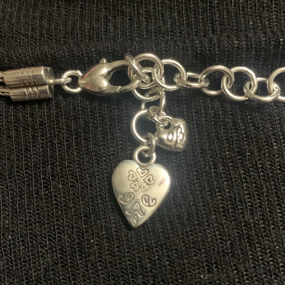 Brighton Ophelia Silver Heart Triple Chain necklace double sided - Picture 5 of 9